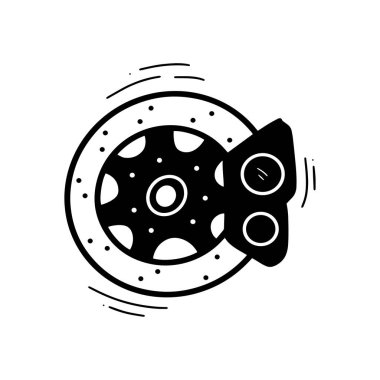 El Çizimi Disk Fren Çizimi. Doodle Vektörü. Beyaz Arkaplanda İzole EPS 10 Vektörü