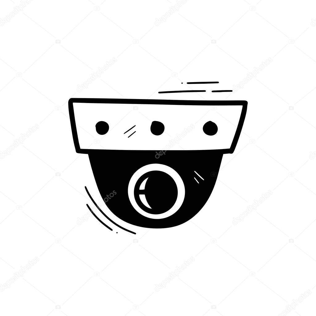 Hand Drawn Security Camera Illustration. Doodle Vector. Isolated on White Background - EPS 10 Vector