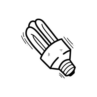 El yapımı flüoresan lamba çizimi. Doodle Vektörü. Beyaz Arkaplanda İzole EPS 10 Vektörü