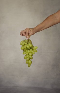 Bir demet üzümü tutan eller.