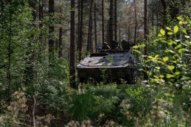 Boksör zırhlı aracı yoğun orman ortamında konumlandırıldı.