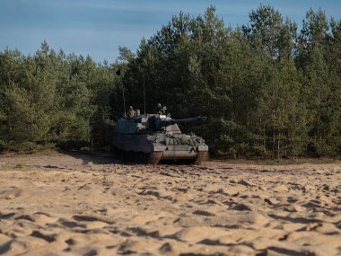 Topçu birliği, orman zemin ve mürettebatıyla kumlu arazide konumlandı.