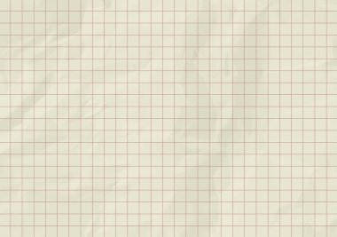 Kağıt arkaplan, kırmızı ızgara ve buruşuk doku, kareli sayfa. Okul defterinin boş sayfası