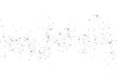 Gümüş parıldayan parlak parçacıklar, köpüklü konfeti serpintisi. Şeffaf arkaplanda izole edilmiş şenlikli dekoratif sıçrama