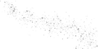 Gümüş parıltılı partiküller, parlayan konfeti serpintileri. Saydam arkaplanda neşeli dekoratif ışıltılı sıçrama izole edildi