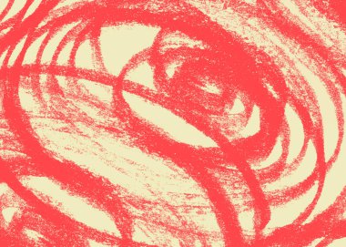 Kırmızı pürüzlü pastel boya dokusu. Elle çizilmiş vuruşlar ve anlamlı kaotik çizgiler ile kalın grunge soyut arkaplan