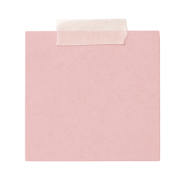 Ofis hatırlatması için şeffaf arkaplanda bantlı pembe not kağıdı