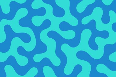 Soyut sıvı dikişsiz desen, organik sıvı şekiller turkuaz ve mavi, modern minimum tasarım dokusu.