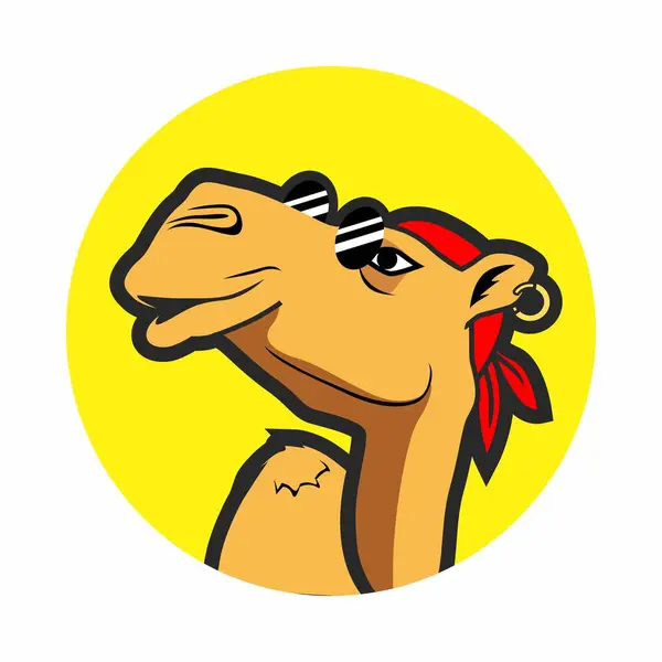 Çizgi film vektör deve logosu. Arsız serseri deve..