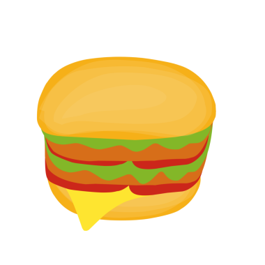 El çizimi burger çizimi. Düz tasarım burger çizimi. Yemek çizimi. Çizburger illüstrasyonu