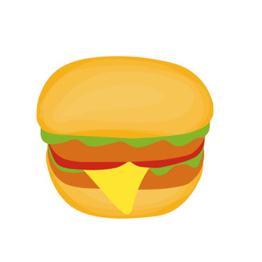 El çizimi burger çizimi. Düz tasarım burger çizimi. Yemek çizimi. Çizburger illüstrasyonu