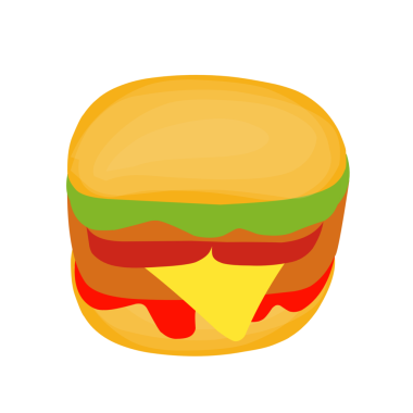 El çizimi burger çizimi. Düz tasarım burger çizimi. Yemek çizimi. Çizburger illüstrasyonu