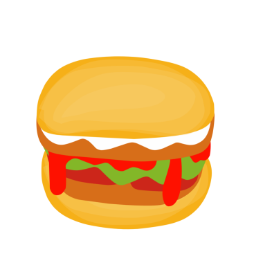 El çizimi burger çizimi. Düz tasarım burger çizimi. Yemek çizimi. Çizburger illüstrasyonu