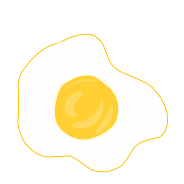 Yağda yumurta illüstrasyonu. Düz tasarım yumurta çizimi. Yağda yumurta. Tavuk yumurtası çizimi