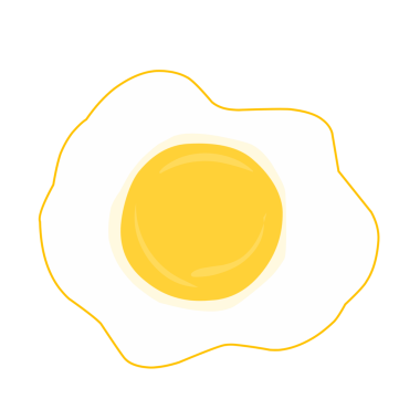 Yağda yumurta illüstrasyonu. Düz tasarım yumurta çizimi. Yağda yumurta. Tavuk yumurtası çizimi