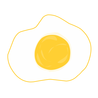 Yağda yumurta illüstrasyonu. Düz tasarım yumurta çizimi. Yağda yumurta. Tavuk yumurtası çizimi