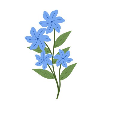 Basit mavi çiçek çizimi. Çiçek illüstrasyonu. Güzel çiçek düzlüğü tasarımı. Çiçek açan resmin