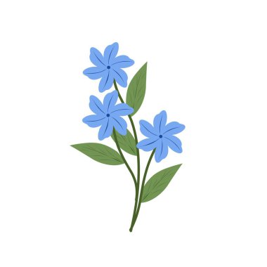 Basit mavi çiçek çizimi. Çiçek illüstrasyonu. Güzel çiçek düzlüğü tasarımı. Çiçek açan resmin