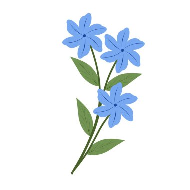 Basit mavi çiçek çizimi. Çiçek illüstrasyonu. Güzel çiçek düzlüğü tasarımı. Çiçek açan resmin