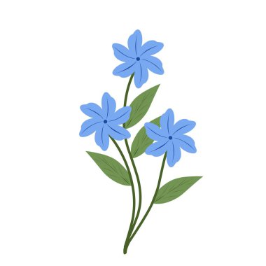 Basit mavi çiçek çizimi. Çiçek illüstrasyonu. Güzel çiçek düzlüğü tasarımı. Çiçek açan resmin
