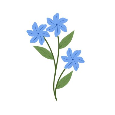 Basit mavi çiçek çizimi. Çiçek illüstrasyonu. Güzel çiçek düzlüğü tasarımı. Çiçek açan resmin