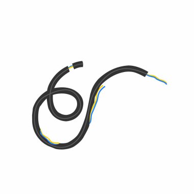 Illustration of broken and damaged cables. Illustration of a black cable. Flat design of a damaged cable