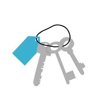 Key chain illustration. House or hotel key illustration. Key illustration. Key flat design 