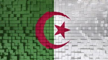 Cezayir Bayrağı ile Soyut Küp Arkaplanı