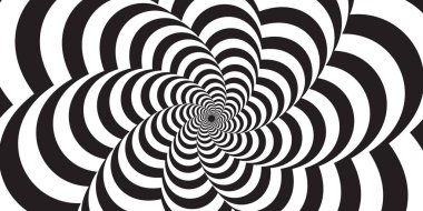 Optik sanat arka planı hipnotik siyah ve beyaz