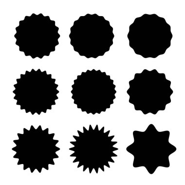 Siyah yuvarlak kıvrım etiketi vektörü kümesi