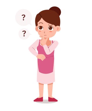 Yemek pişirme tarzı olan anne ya da kadın Soru İşaretleriyle Düşünüyor