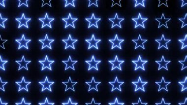 Yıldızların neon ızgara arkaplan canlandırması