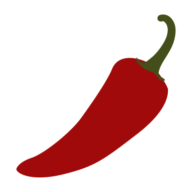 Yeşil saplı kırmızı biberin canlı ve izole bir çizimi..