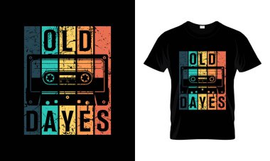 Eski günler tişört tasarımı, vektör tasarımı.