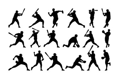 Spor için Beyzbol Oyuncusu Siluet Vektörü 