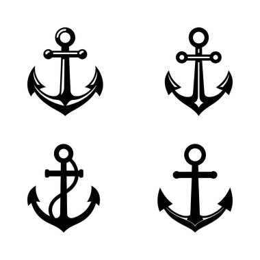 Deniz Anchor Siluet Vektör Simgesi Beyaz Arkaplanda Ayrı Tutuldu