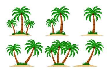 Çizgi film Hindistan cevizi palmiye ağacı vektörü yaz için ayarlandı