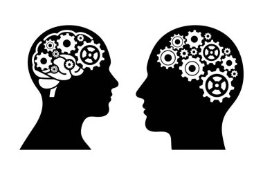 İnsan kafası silueti yapay zeka beyin vektörü