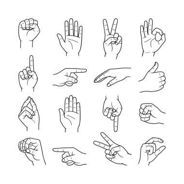 El Hareketleri Çizgisi Sanat Vektörü Ayarları