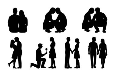 Romantik Çift Silueti Aşk Konseptleri İçin Ayarlandı