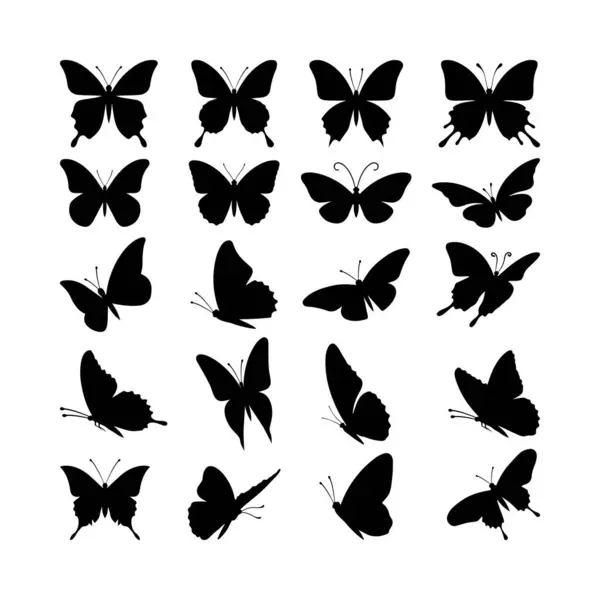 Güzel Kelebek Uçan Siluet Vektörü Ayarları