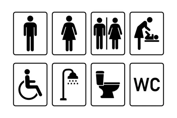 Kamu Tuvaleti İmza Vektörü Simgeleri Erkekler, Kadınlar ve Engelliler için Ayarlandı