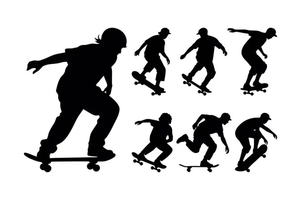 Kaykaycı Siluet Vektör Numaralı Sıçrama Spor Pozu