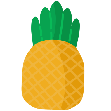 Şirin düz ananas çizimi tropikal meyve kesimi