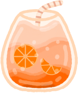 Tatlı El Çizimi Turuncu Citrus İçeceği Pastel Yaz Tarzı ile Samanla