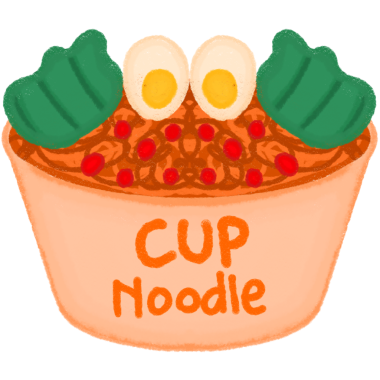 Egg ve Chili Topping ile Şirin Noodles Illustration