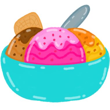 Renkli Dondurma Kasesi Doodle Çizimi