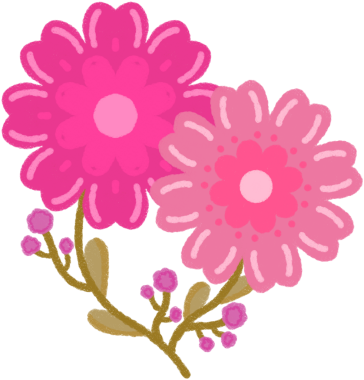 Mavi ve Turuncu Süslü Çiçekler Pembe ve Sarı Pastel Renklerle Karıştırılmış