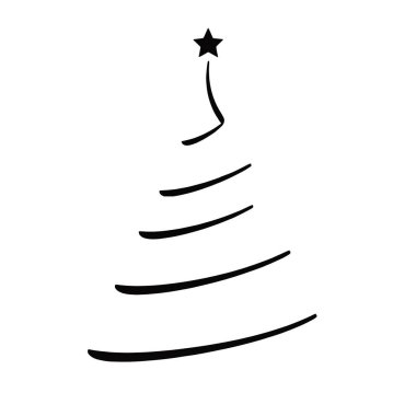 Noel Ağacı Çizgisi Sanat Vektörü