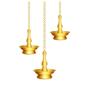 Kerala pirinç seti thooku vilakku, onam için gaz lambası, vishu festivalleri, kerala ev dekoru malzemesi şeffaf arkaplanda izole edildi